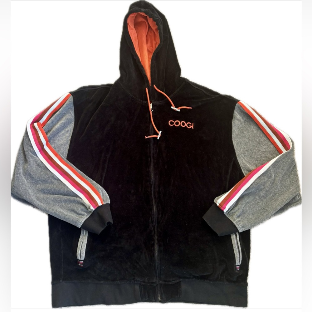 ✨Men’s Coogi Black & Orange Velvet Velour Zip Up Hoodie